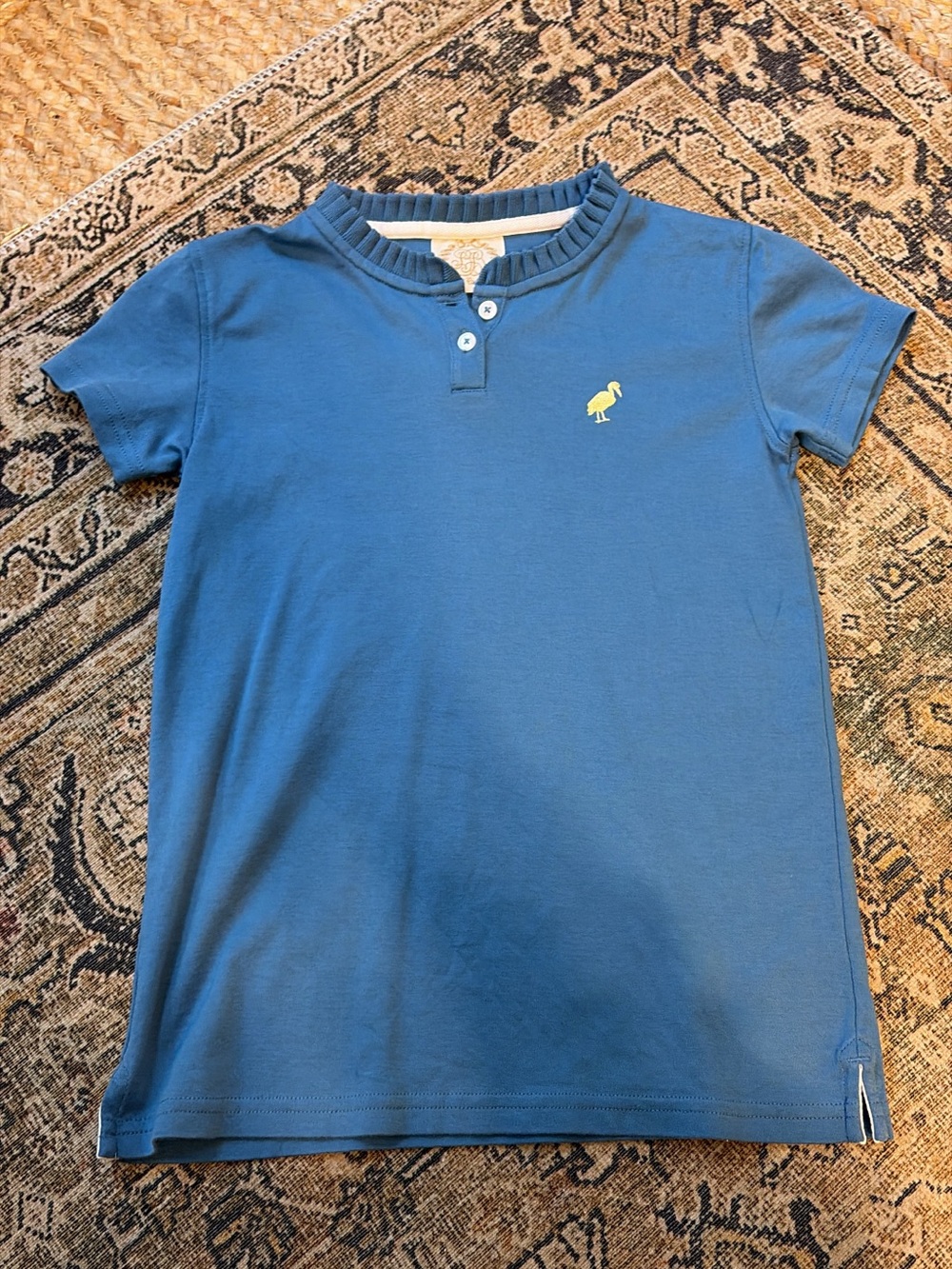 The Beaufort Bonnet Company Blue Polo Tee with Yellow Embroidered Duck